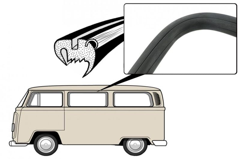 T2 Dichtung Seitenscheibe, Mitte, mit Nut für Kunststoffkeder, Top