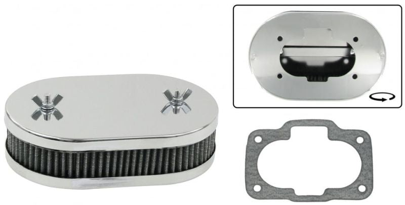 Chrom Luftfilter, oval, Weber DCNF,EMPI
