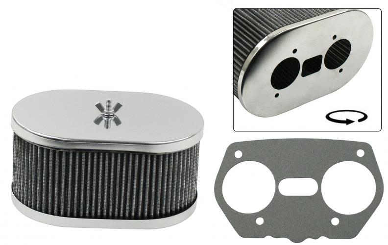 Chrom Luftfilter, oval, Weber/Dellorto/EMPI, Top