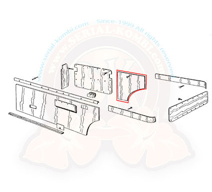 T2 Westfalia Innenverkleidung, Seitenwand Mitte rechts, Birke, 4mm, 08/67- 07/79