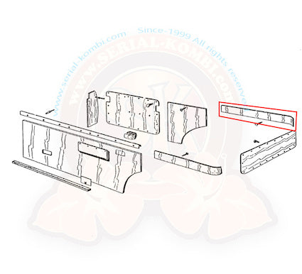 T2 Westfalia Innenverkleidung, Seitenwand, hinten, rechts, Birke, 4mm, 08/67- 07/79