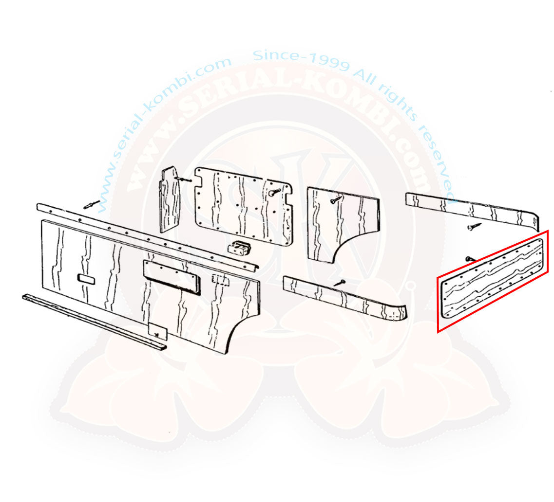 T2 Westfalia Innenverkleidung, Heckklappe, Birke, 4mm, 08/67- 07/71
