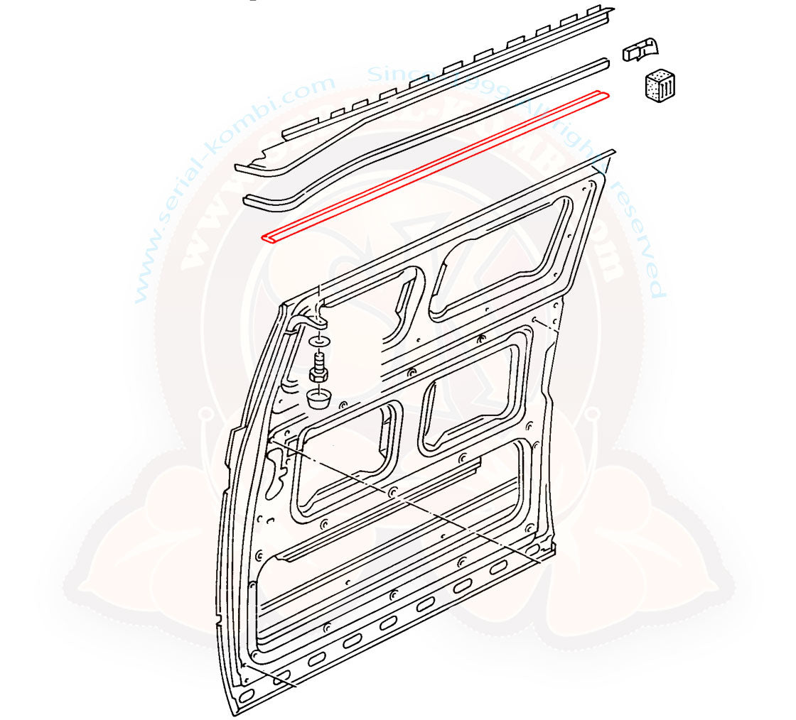 T3 Abdeckleiste, Schiebetür, oben, 05/79- 07/92