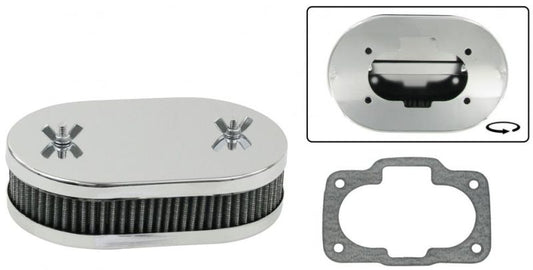 Chrom Luftfilter, oval, Weber DCNF,EMPI