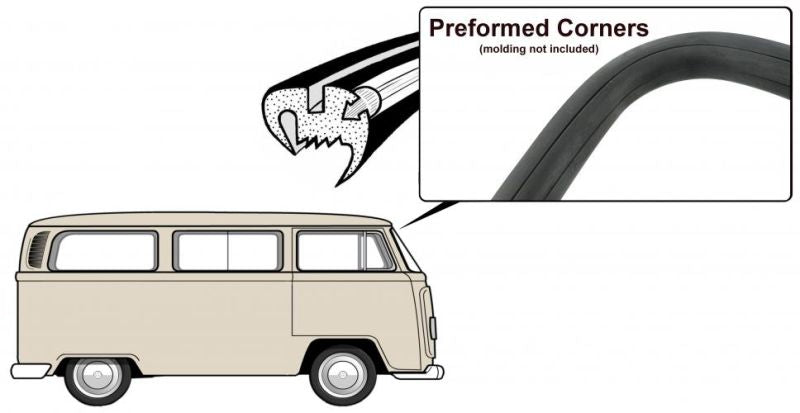 T2 Dichtung Frontscheibe, mit Nut für Aluzierleiste, Top