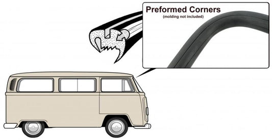 T2 Dichtung Frontscheibe, mit Nut für Aluzierleiste, Top