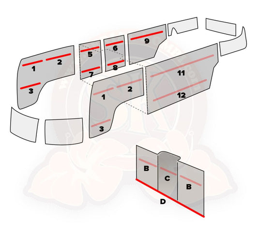 T1 Zierleisten-Satz Innenverkleidung, Edelstahl, ohne Durchgang, 03/55- 02/61, Top