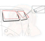 T1 Dichtung Safarifenster, Glas/ Rahmen, vorne (Paar)